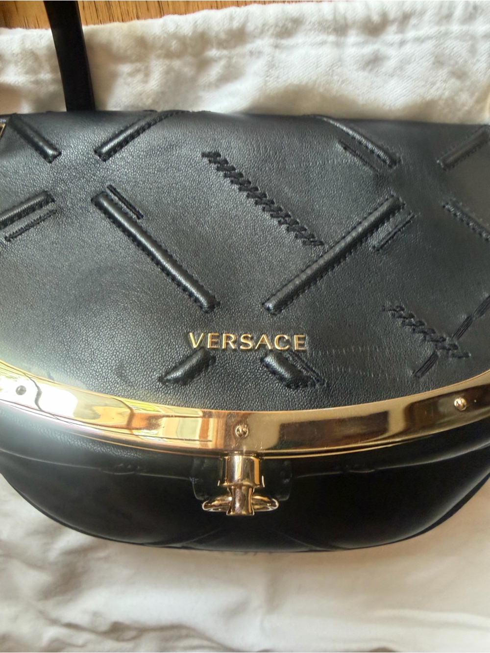 VERSACE Leather Crossbody bag black/gold excellent condition